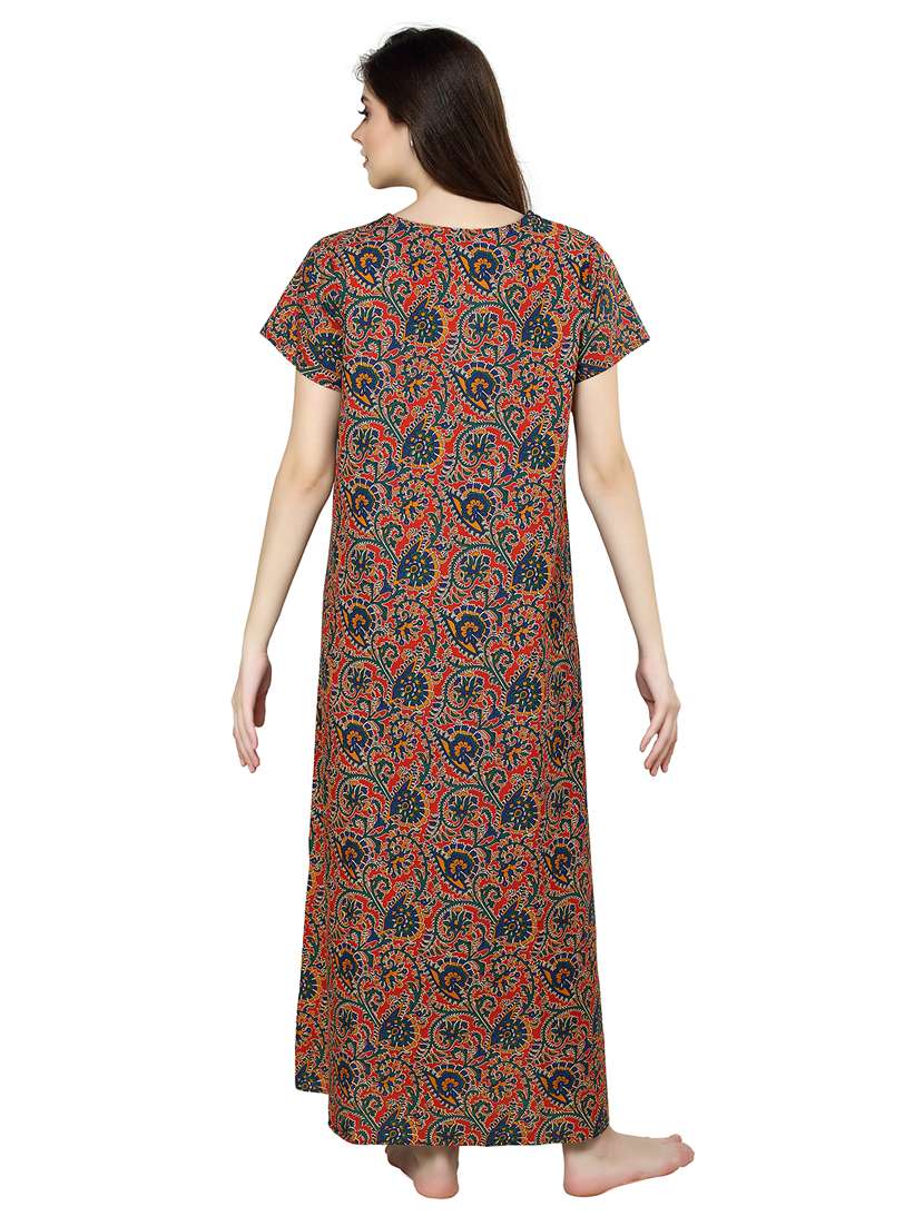 women multi coloured cotton nighty - 21522393 - Standard Image - 2