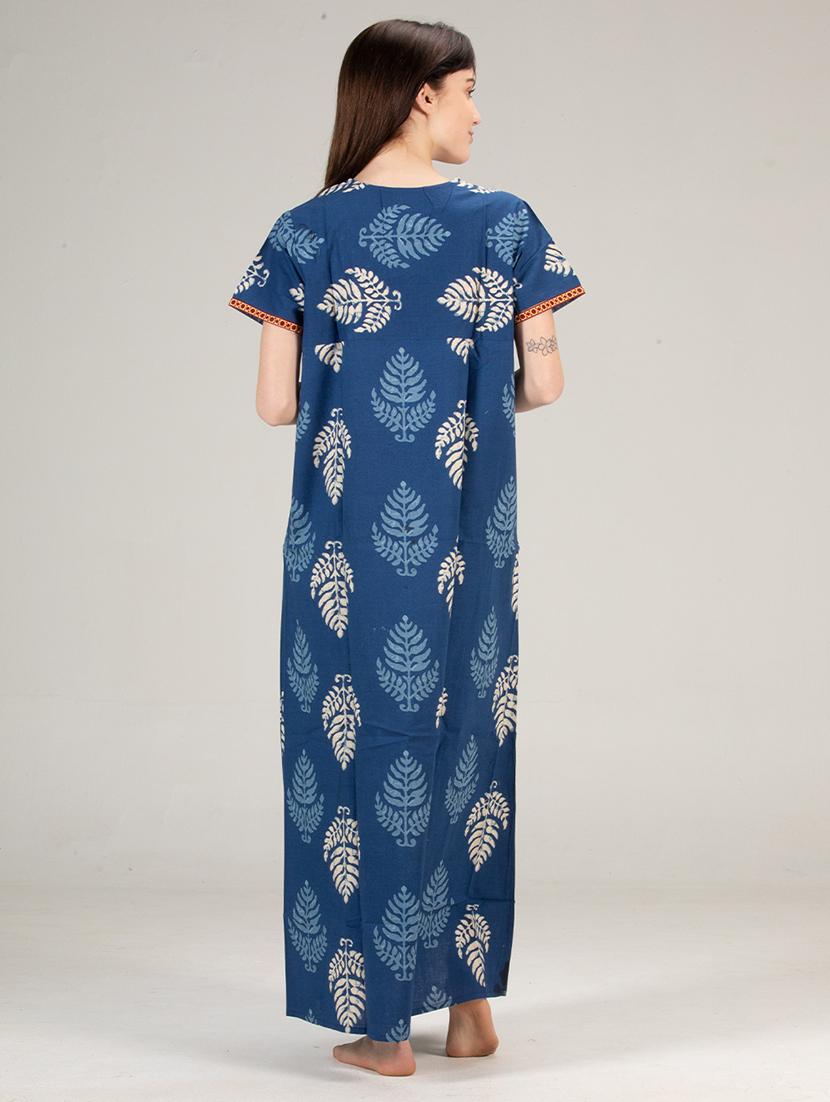 women navy blue cotton nighty - 21522404 - Standard Image - 2