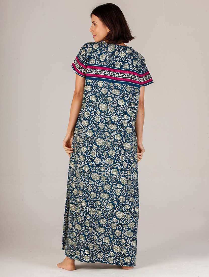 women teal cotton nighty  - 21522417 -  Standard Image - 2