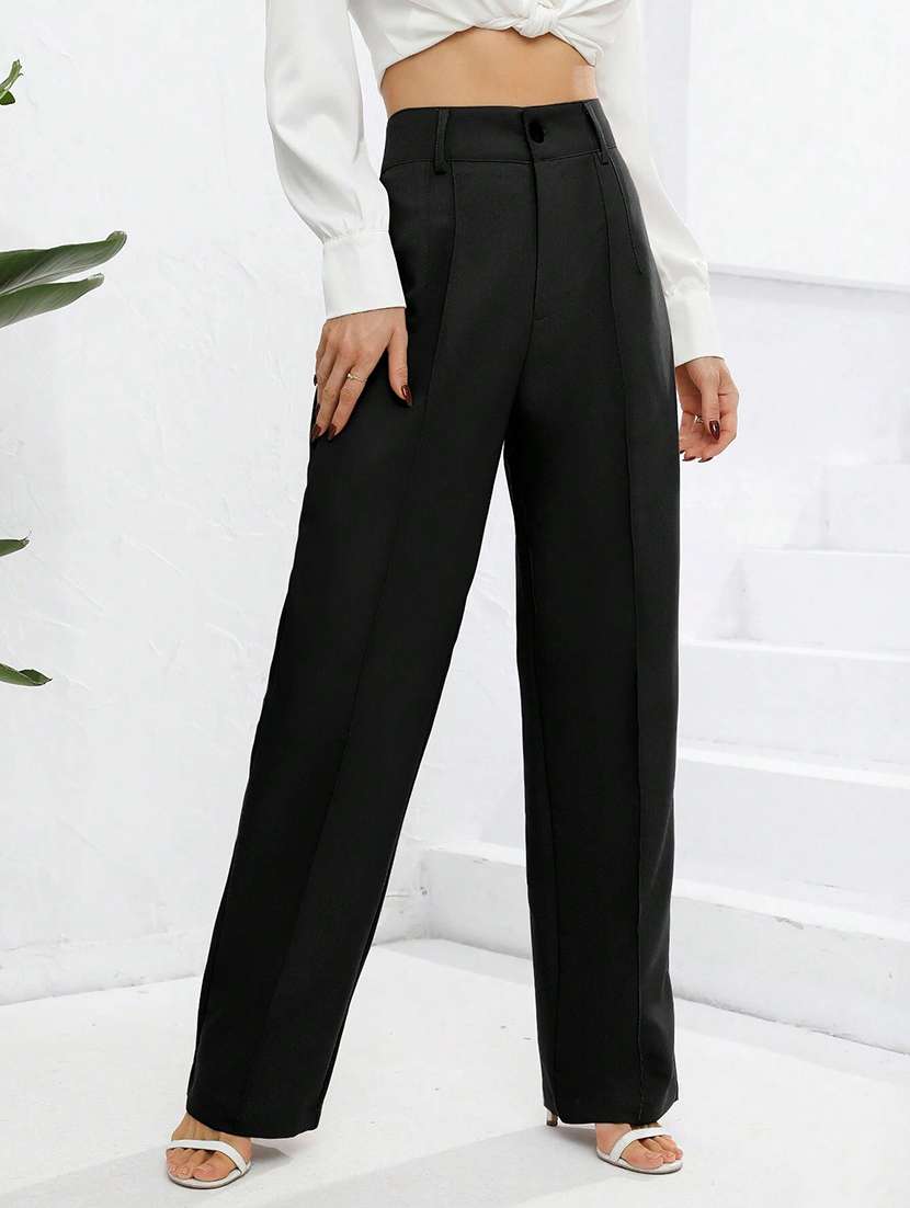 women black nylon tailored trouser