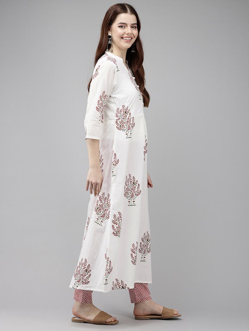 women white printed kurta pant set - 21522494 - Standard Image - 2