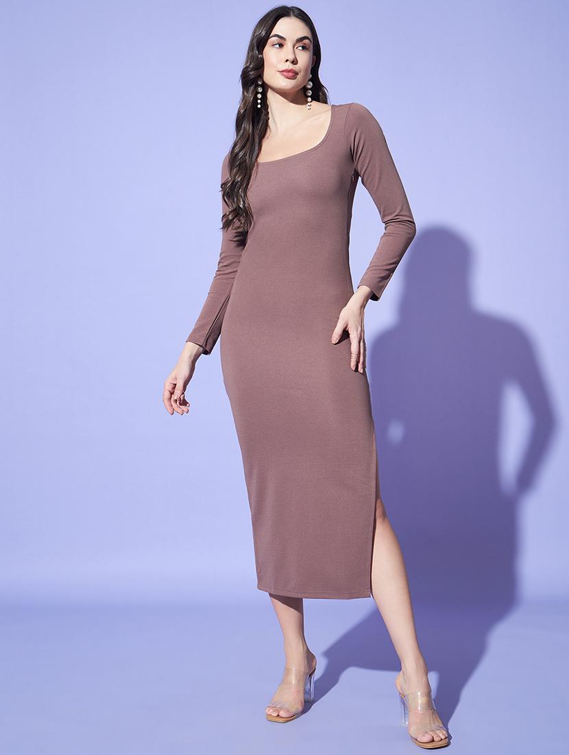 women solid scoop neck bodycon dress - 21522744 - Zoom Image - 0