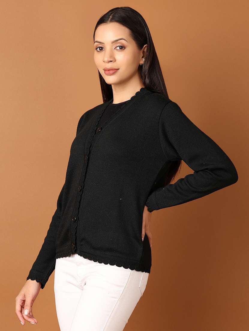 women black solid long sleeve cardigans - 21522821 -  Standard Image - 2