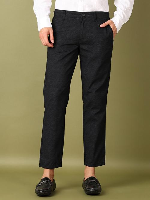 men black solid chinos casual trouser - 21522915 - Standard Image - 0