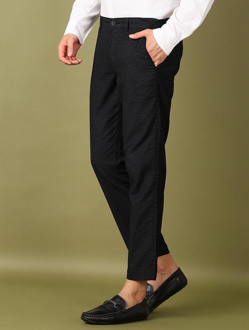 men black solid chinos casual trouser - 21522915 - Standard Image - 2