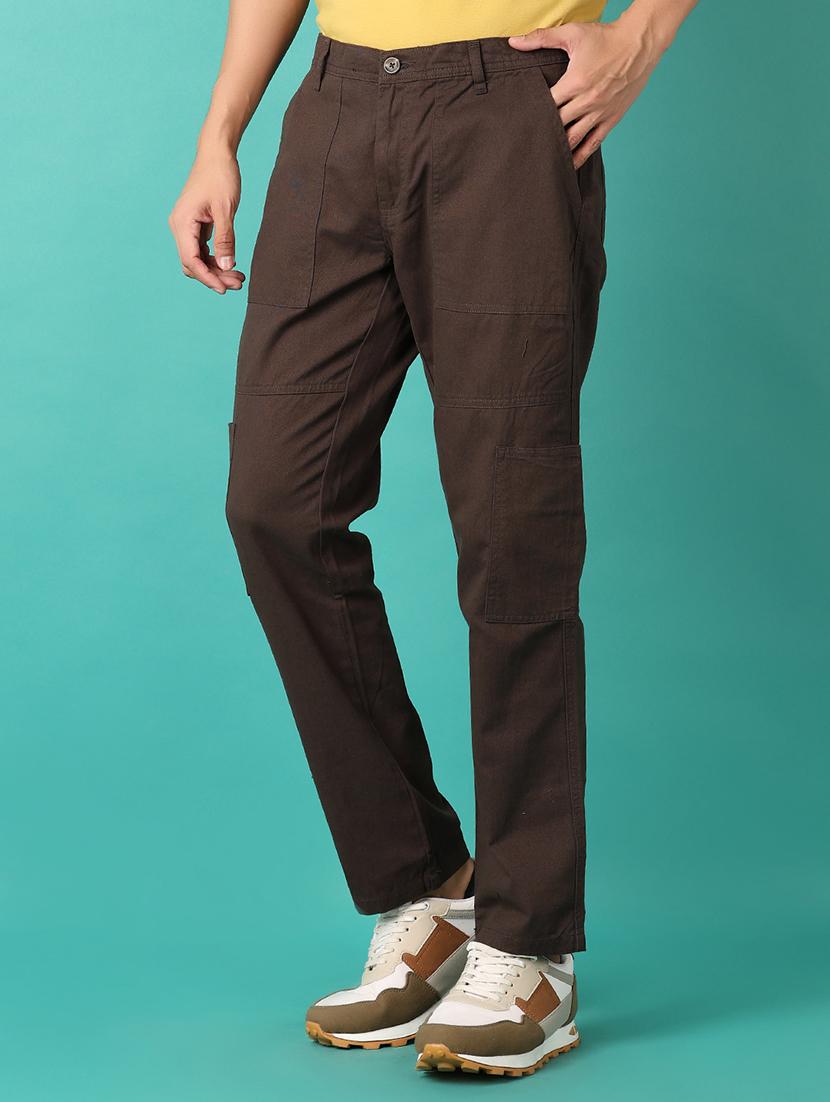 men solid mid rise regular fit cargo - 21523015 - Standard Image - 2