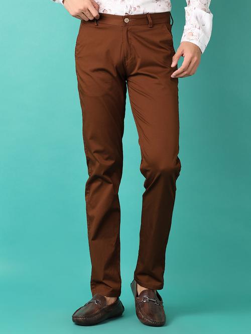 men solid slim fit chinos casual trouser - 21523066 -  Standard Image - 0