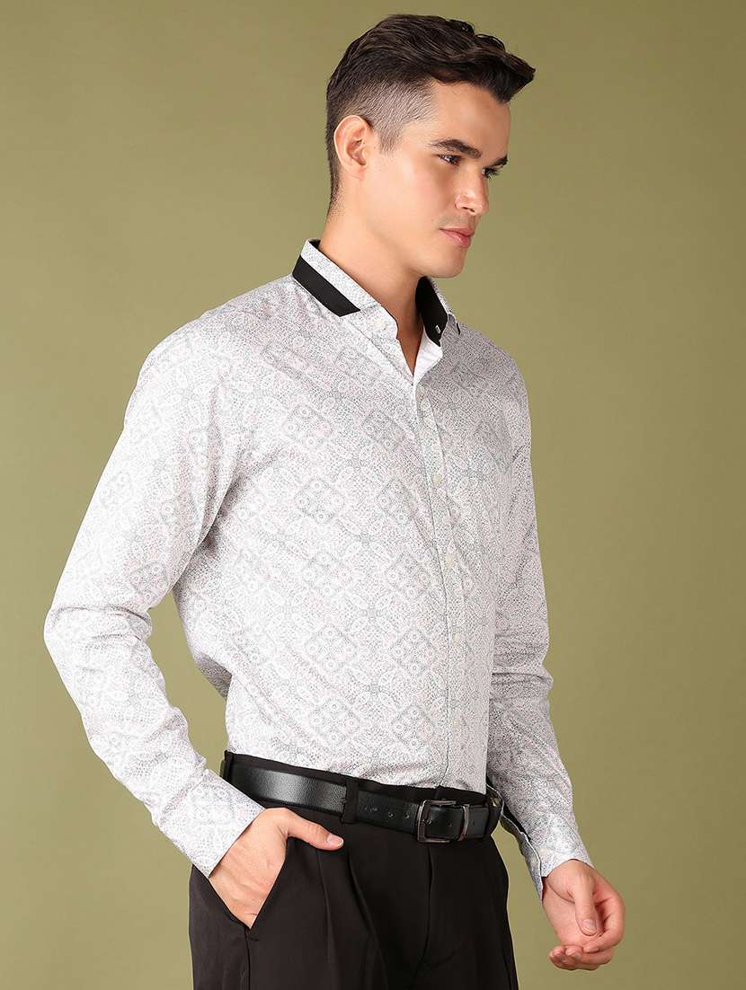 men long sleeves printed formal shirt - 21523081 -  Standard Image - 2