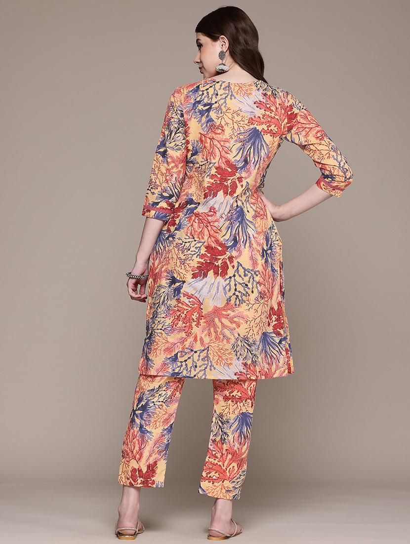 women printed notch neck kurta pant set - 21523107 - Standard Image - 2