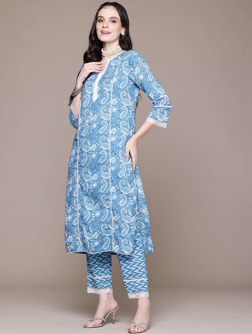 women paisley kurta pant set with dupatta - 21523135 -  Standard Image - 2