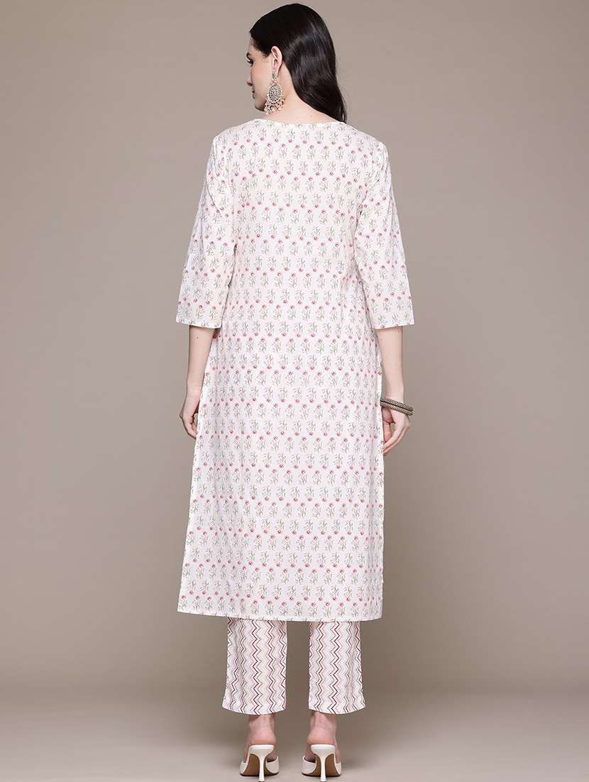women floral round neck kurta pant set - 21523139 -  Standard Image - 2