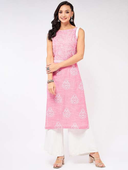 women pink printed straight kurta - 21523192 -  Standard Image - 0