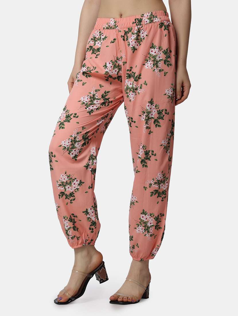 women floral printed regular fit joggers - 21523413 - Standard Image - 2