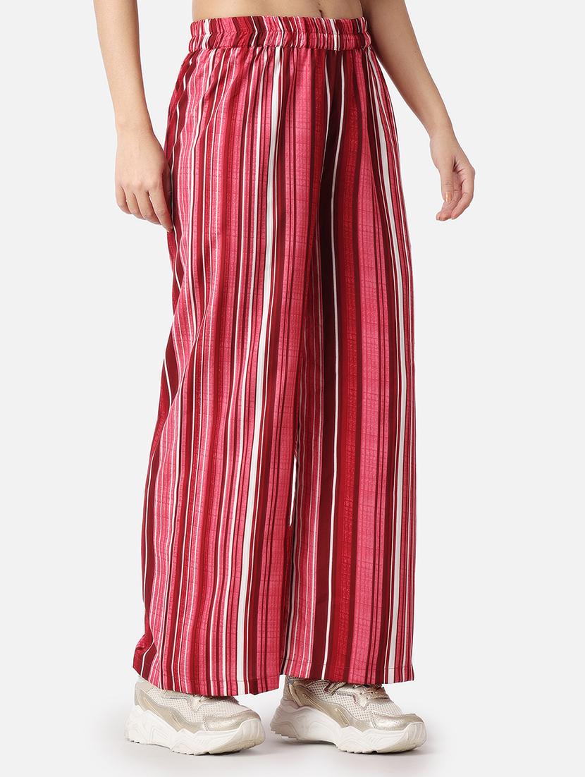 women striped printed wide leg trouser - 21523417 - Standard Image - 2