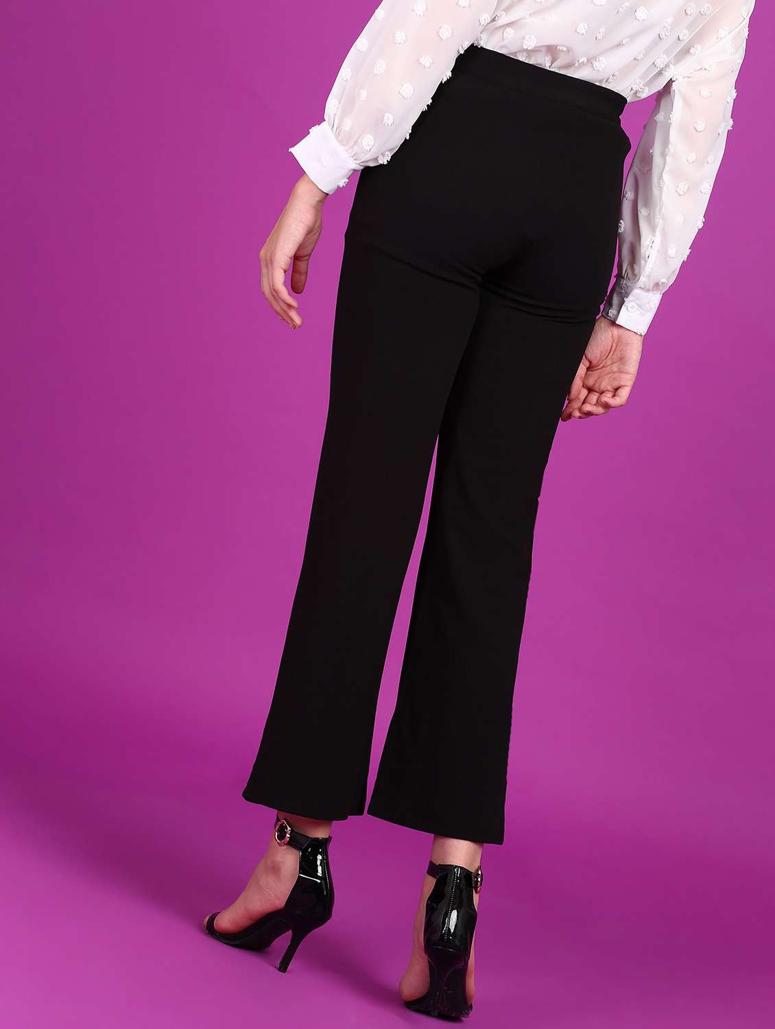 women solid high rise bootcut trouser - 21523449 -  Standard Image - 2