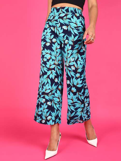 women printed high rise wide leg trouser - 21523454 - Standard Image - 0