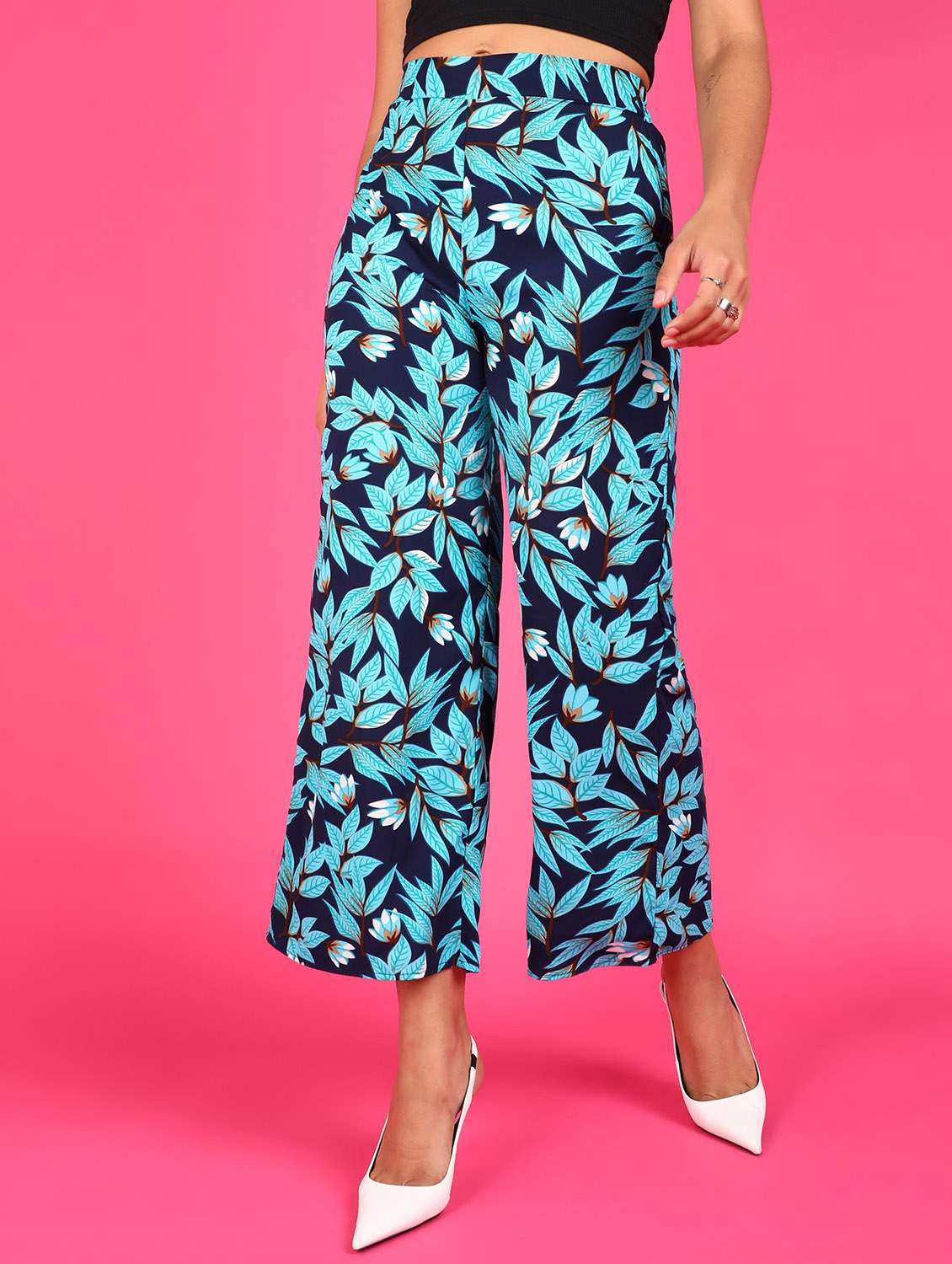 women printed high rise wide leg trouser - 21523454 - Zoom Image - 0