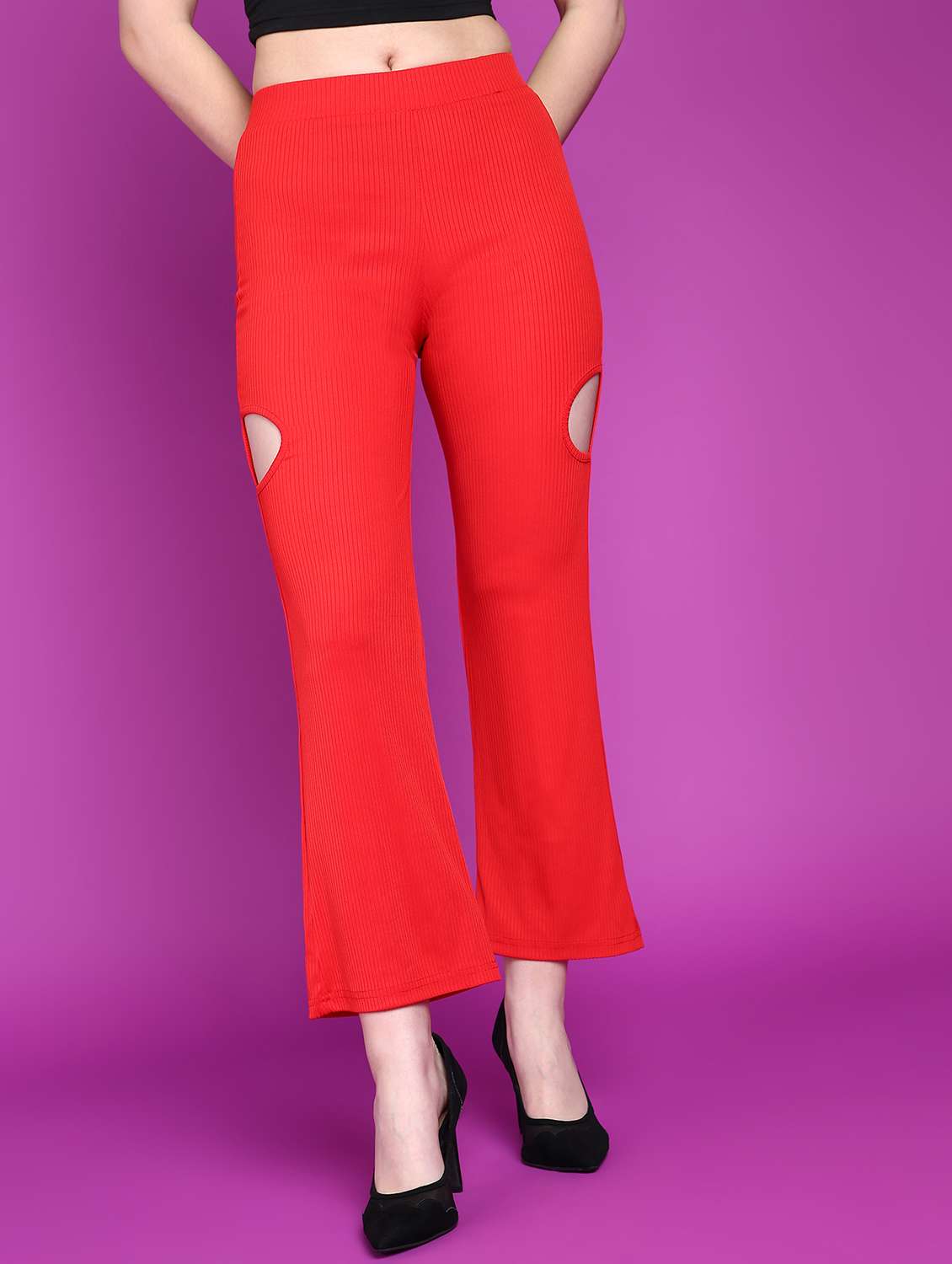 women solid mid rise bootcut trouser - 21523464 -  Zoom Image - 0