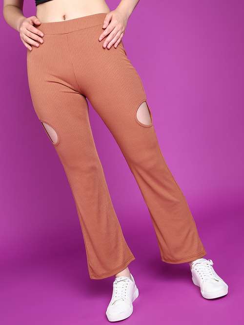 women solid mid rise bootcut trouser - 21523465 - Standard Image - 0