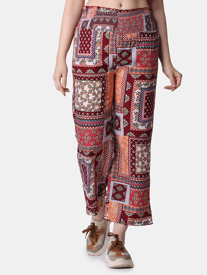 women printed mid rise straight trouser - 21523470 - Zoom Image - 0