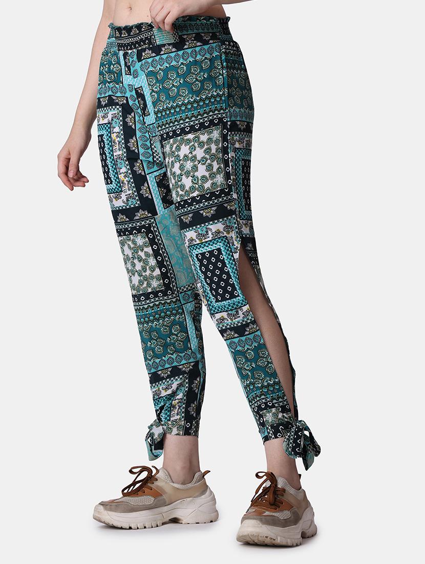 women printed mid rise trouser - 21523471 - Standard Image - 2