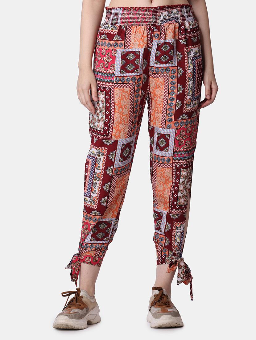 women printed mid rise straight trouser - 21523472 -  Zoom Image - 0
