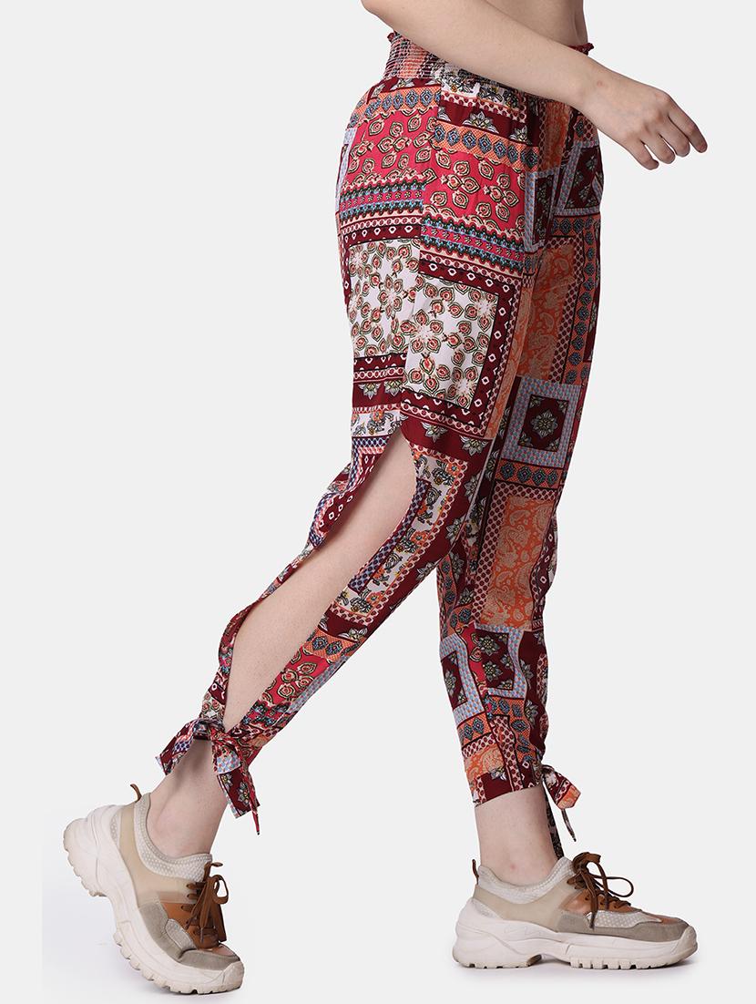 women printed mid rise straight trouser - 21523472 - Standard Image - 2