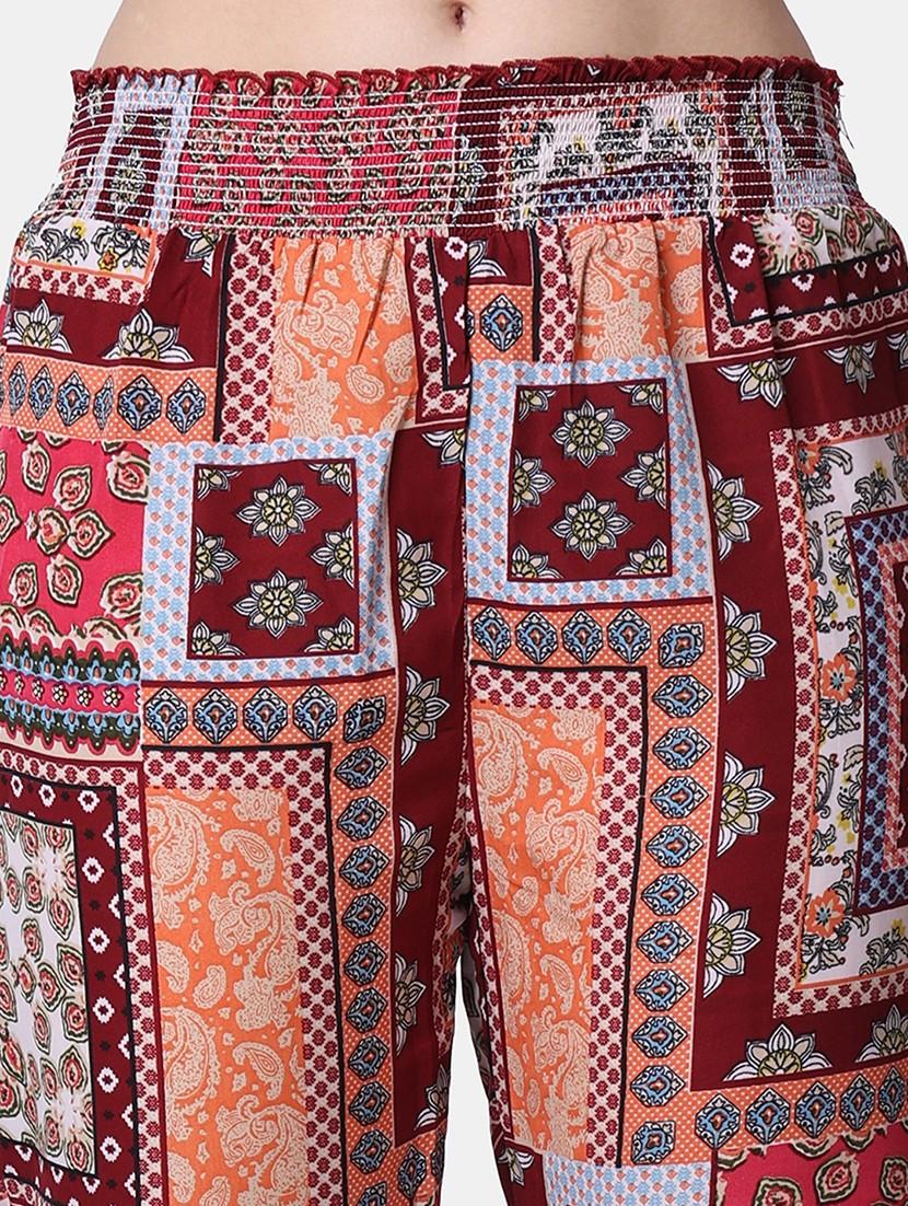 women printed mid rise straight trouser - 21523472 - Standard Image - 7