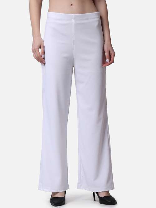 women solid relaxed fit wide leg trouser - 21523494 - Standard Image - 0