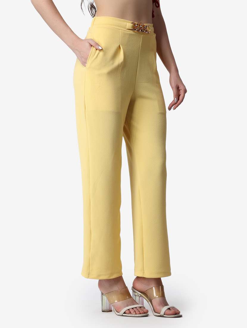 women solid relaxed fit wide leg trouser - 21523501 -  Standard Image - 2