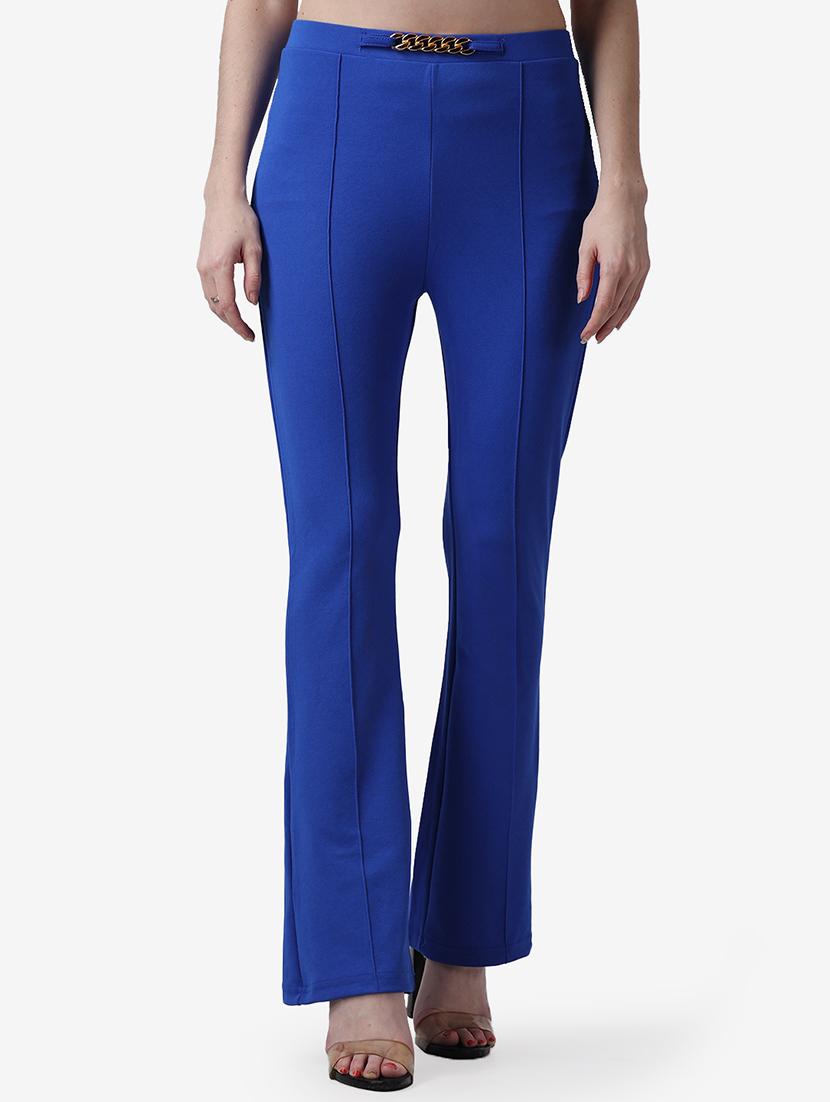 women solid regular fit bootcut trouser