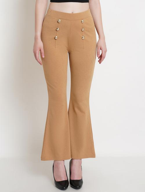 women solid regular fit bootcut trouser - 21523511 -  Standard Image - 0