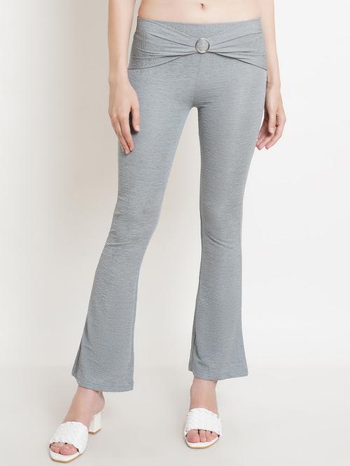 women self design regular fit bootcut trouser - 21523515 -  Standard Image - 0