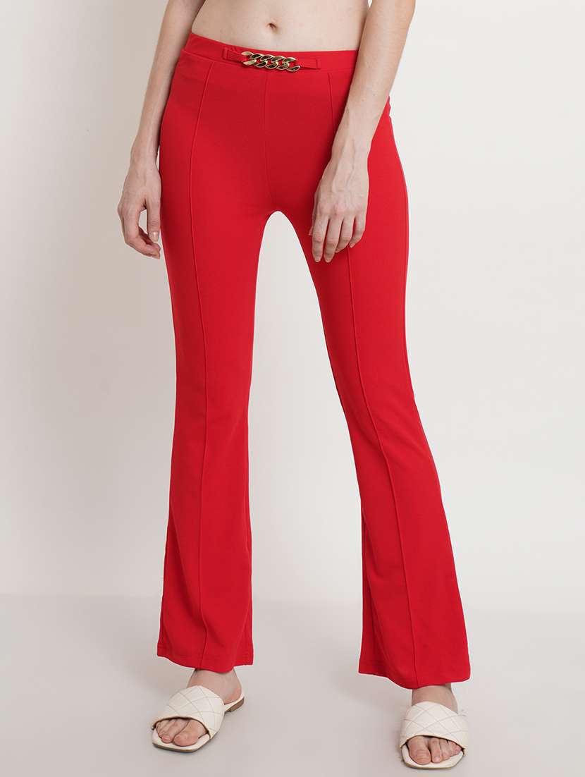 women solid regular fit bootcut trouser - 21523518 - Zoom Image - 0