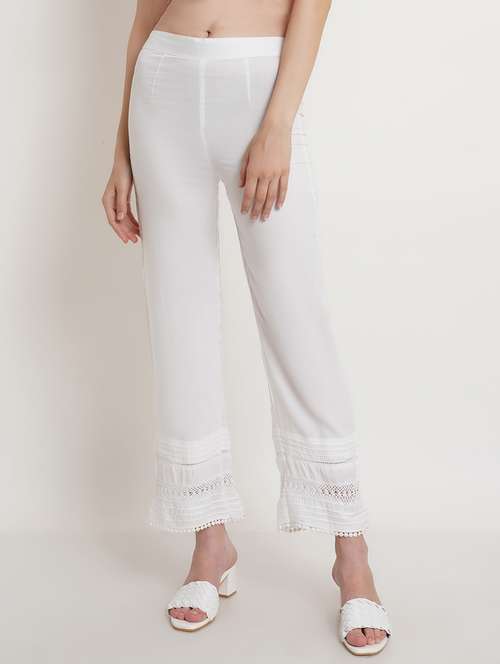 women solid relaxed fit peg trouser - 21523526 - Standard Image - 0