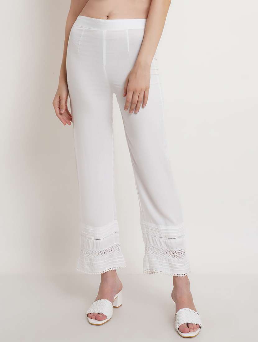 women solid relaxed fit peg trouser - 21523526 - Zoom Image - 0