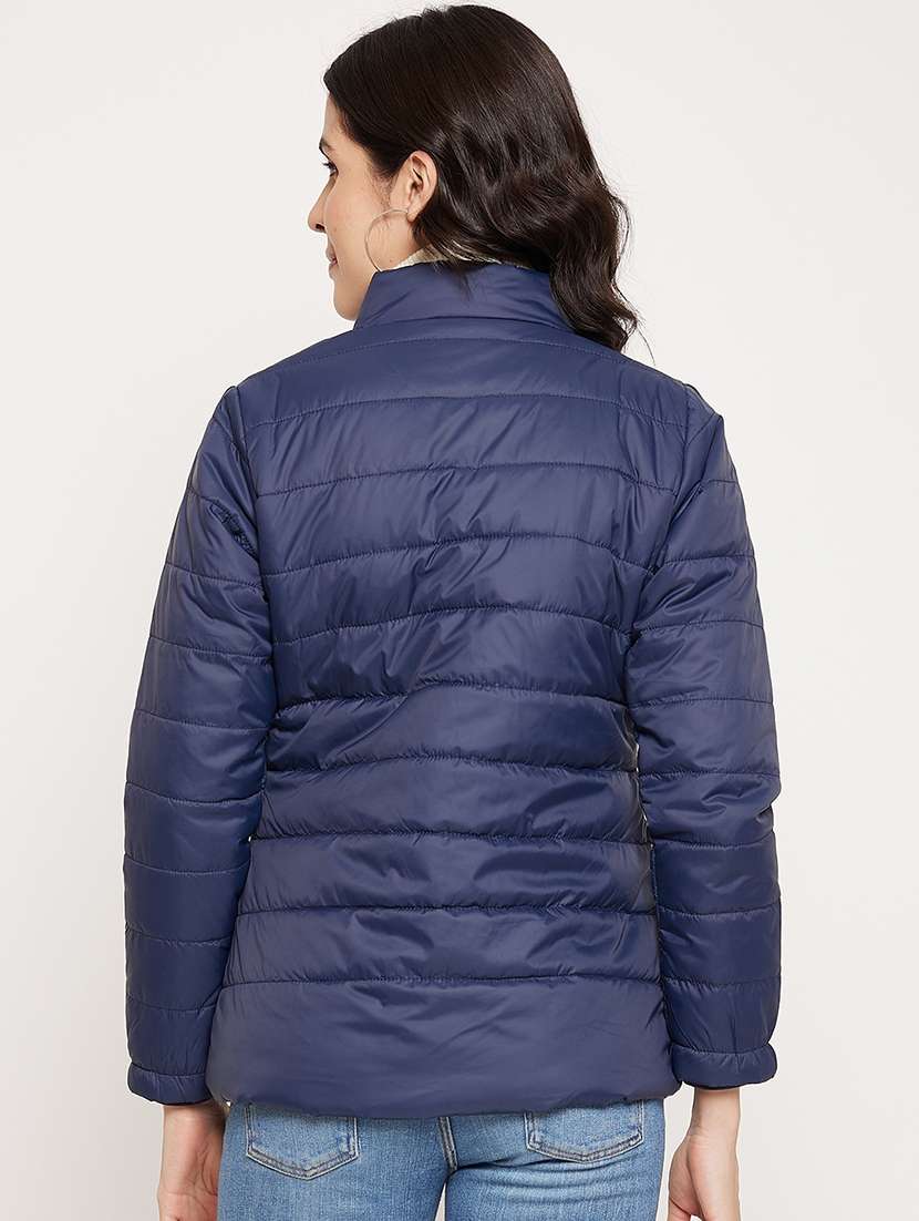 women solid long sleeves quilted jacket - 21523536 - Standard Image - 2