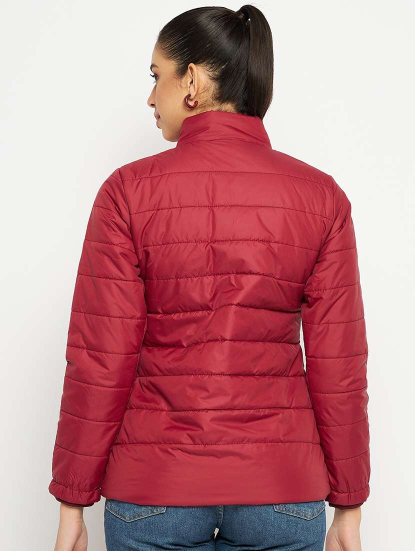 women solid long sleeves quilted jacket - 21523537 -  Standard Image - 2