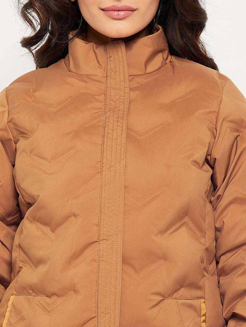 women solid long sleeves bomber jacket - 21523547 - Standard Image - 2
