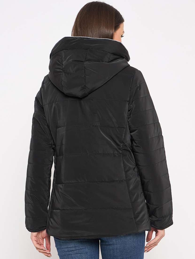 women solid long sleeves quilted jacket - 21523551 -  Standard Image - 2