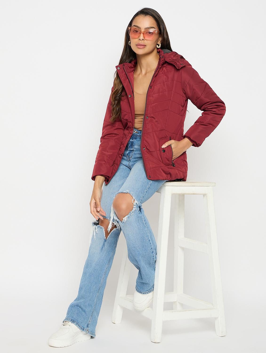 women solid long sleeves bomber jacket - 21523555 - Standard Image - 2