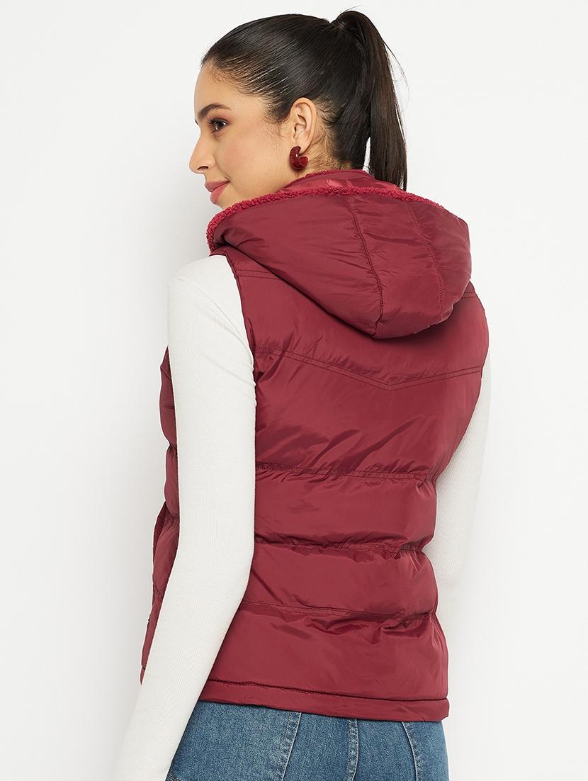 women solid sleeveless quilted jacket - 21523575 - Standard Image - 2
