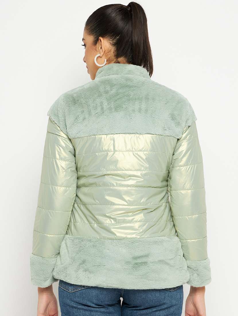 women solid long sleeves quilted jacket - 21523577 -  Standard Image - 2