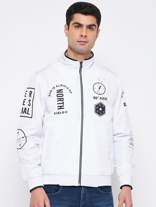 men typography long sleeves biker jacket - 21523587 - Standard Image - 0