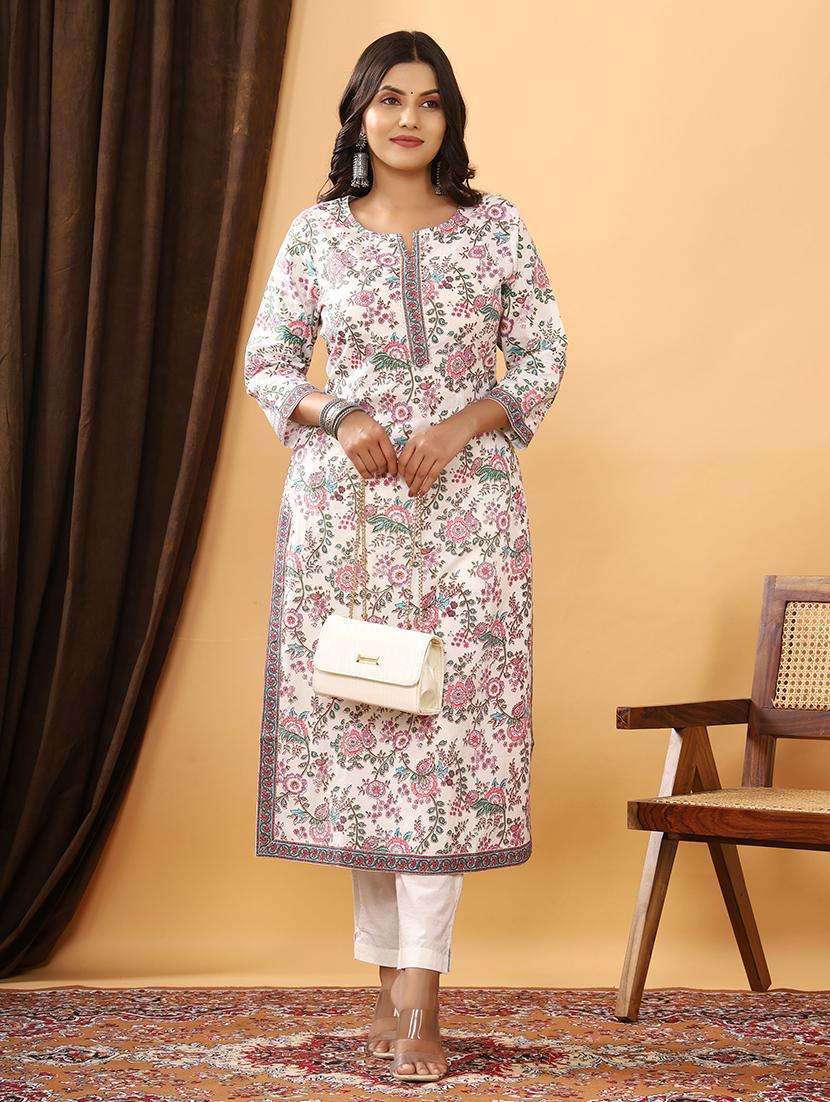 women floral printed straight kurta