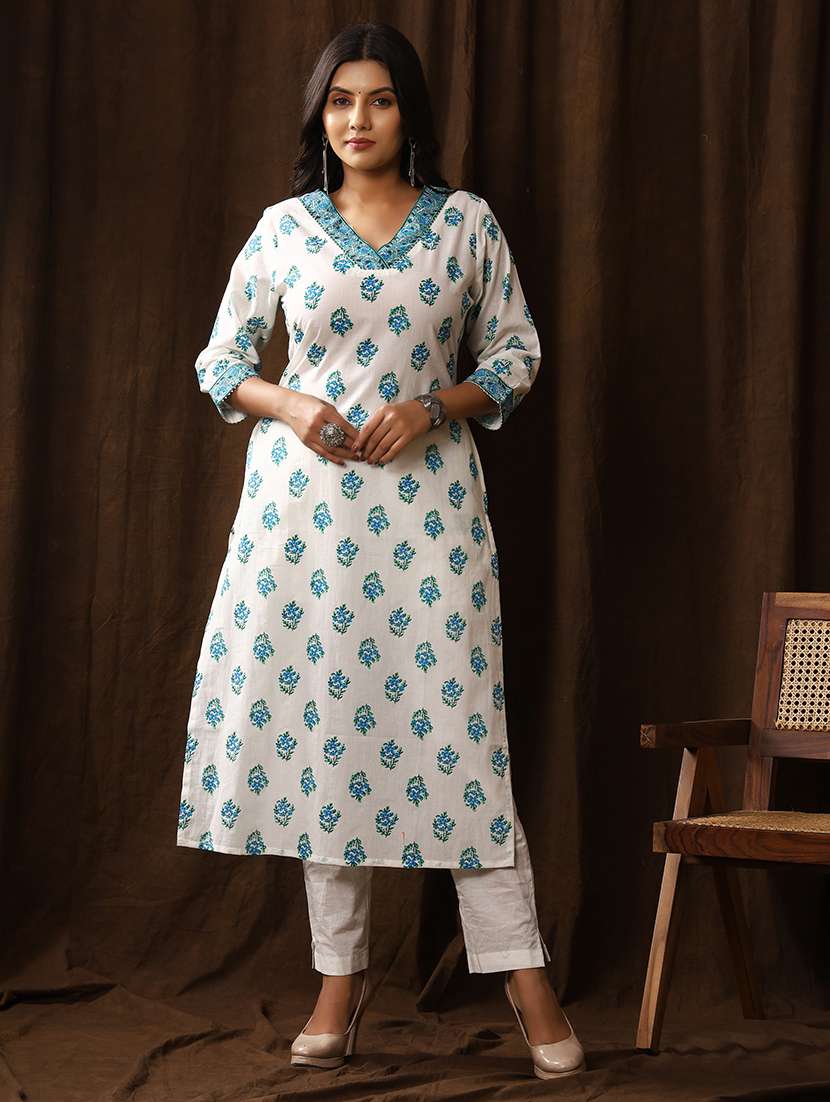 women block printed straight kurta