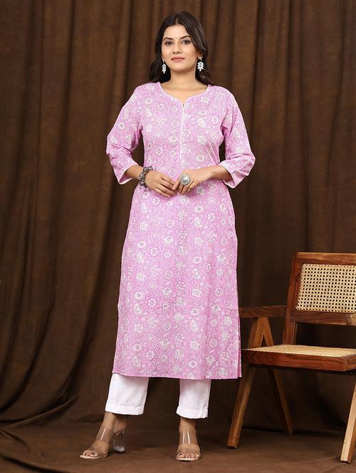 women three quarter sleeve straight kurta - 21523733 -  Standard Image - 0
