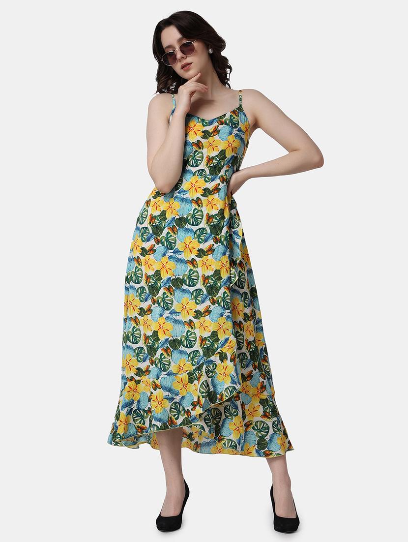 women floral printed sleeveless wrap dress - 21523773 - Zoom Image - 0