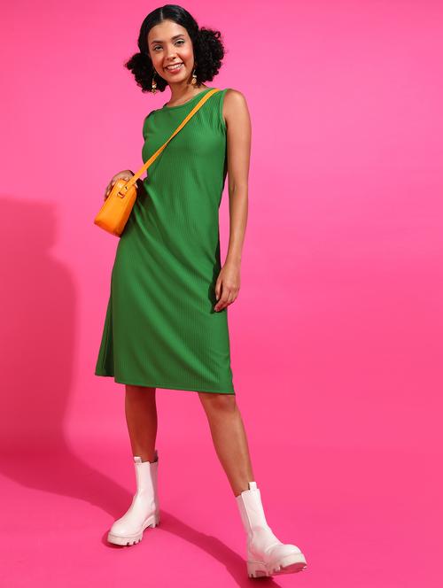 green polyester aline dress - 21523797 - Standard Image - 0