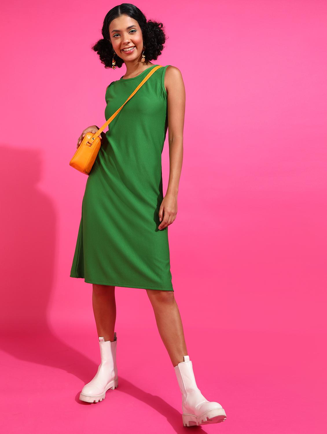 green polyester aline dress - 21523797 - Zoom Image - 0